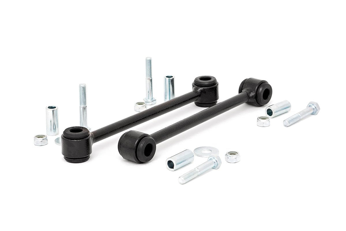 Rough Country rear sway bar link front view showing fitment and durable finish