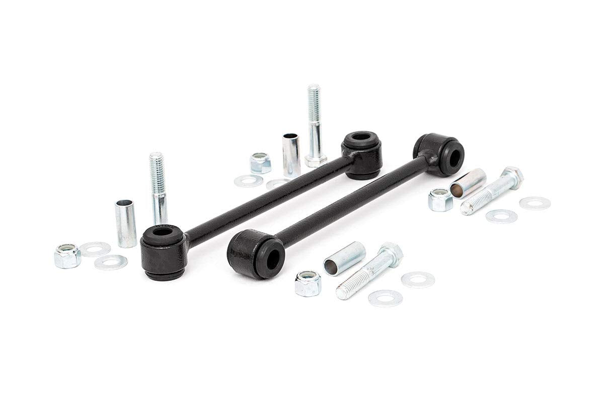 Rough Country rear sway bar link front view showing durable powder coat and fit