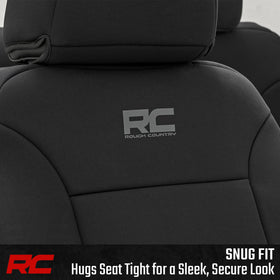 Rough Country seat cover resisting liquid spill to show water-resistant benefit