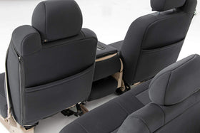 Rough Country seat covers with dog demonstrating pet-friendly protection