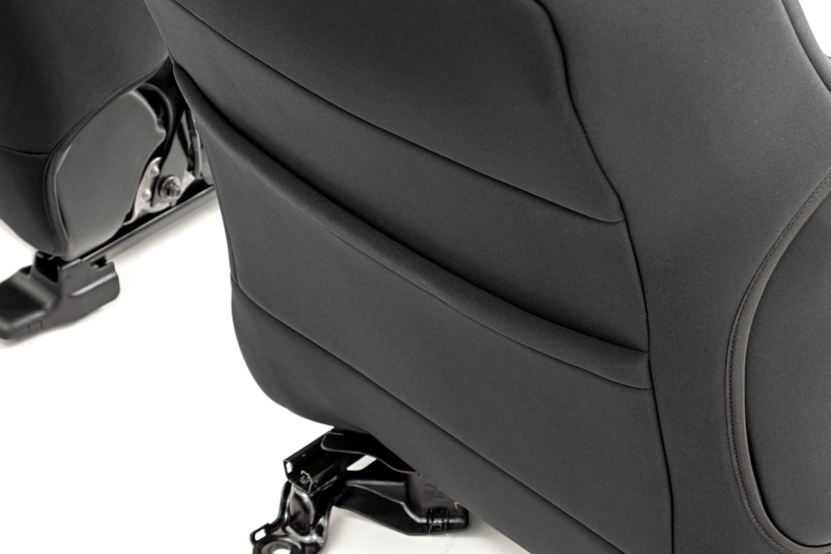 Rough Country seat in use with pet demonstrating water resistance and easy clean