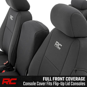 Rough Country side profile installed on seat demonstrating secure fit and airbags access