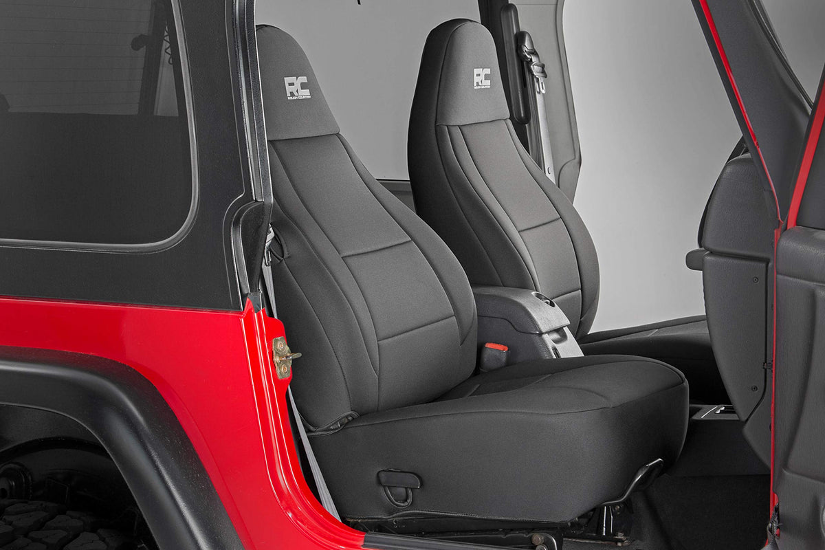 Rough Country side profile of installed front seat showing snug fit