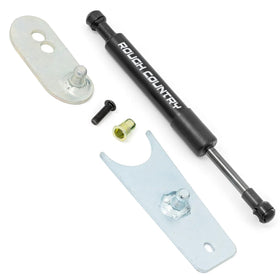 Rough Country close-up of hydraulic damper and bracket for durable, smooth performance