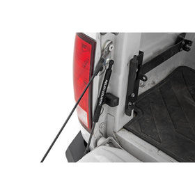 Rough Country tailgate assist showing front mount and smooth lowering benefit