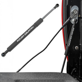 Rough Country front view of tailgate assist showing fit and benefit of smoother lowering