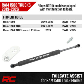 Rough Country installed on Ram 1500 demonstrating controlled tailgate descent benefit