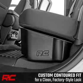 Rough Country installed tray under rear seat keeping gear organized and hidden