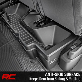 Rough Country tray beside ruler showing dimensions and practical space benefit