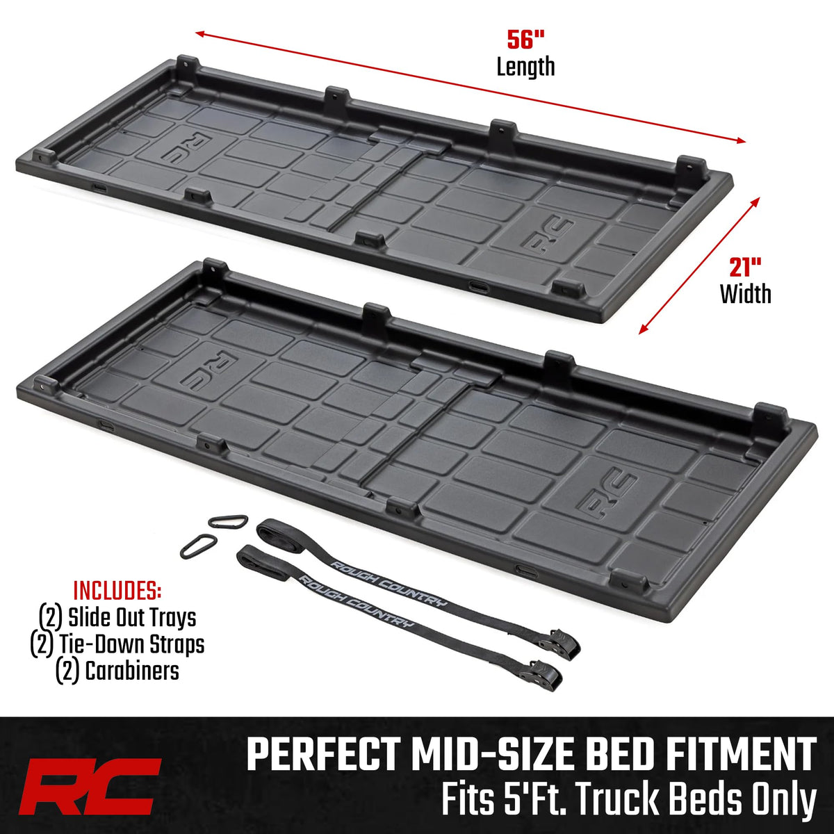 Rough Country tray loaded with tools showing organized storage and secure transport