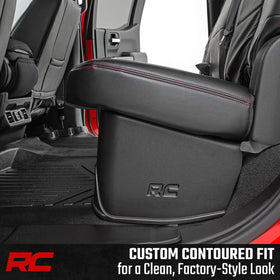 Rough Country installed under rear seat demonstrating low-profile hidden storage