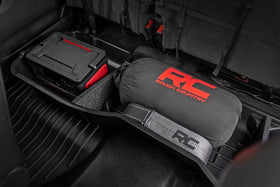 Rough Country front view of under-seat tray showing contour and storage benefit