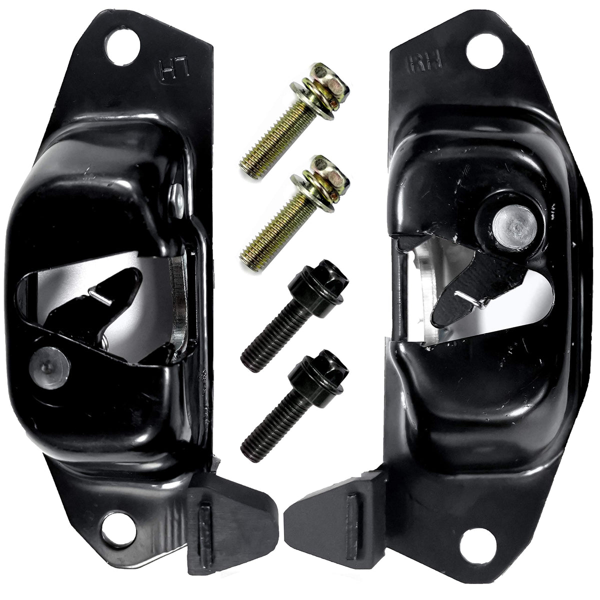 ROVIKE front view of tailgate latch pair showing packaging and included screws benefit: complete replacement
