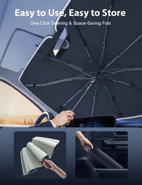 ROWJOWL deployed on Ford F150 showing fast umbrella opening and cooling benefit