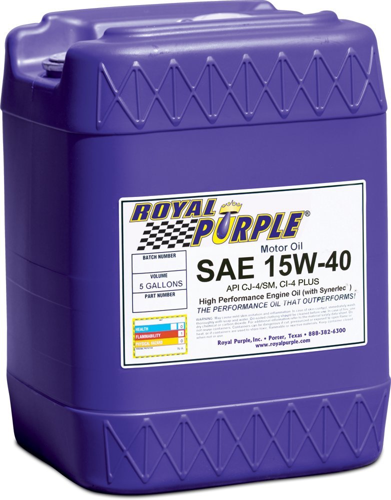 Royal Purple 05154 5‑gallon front label showing product and storage benefit
