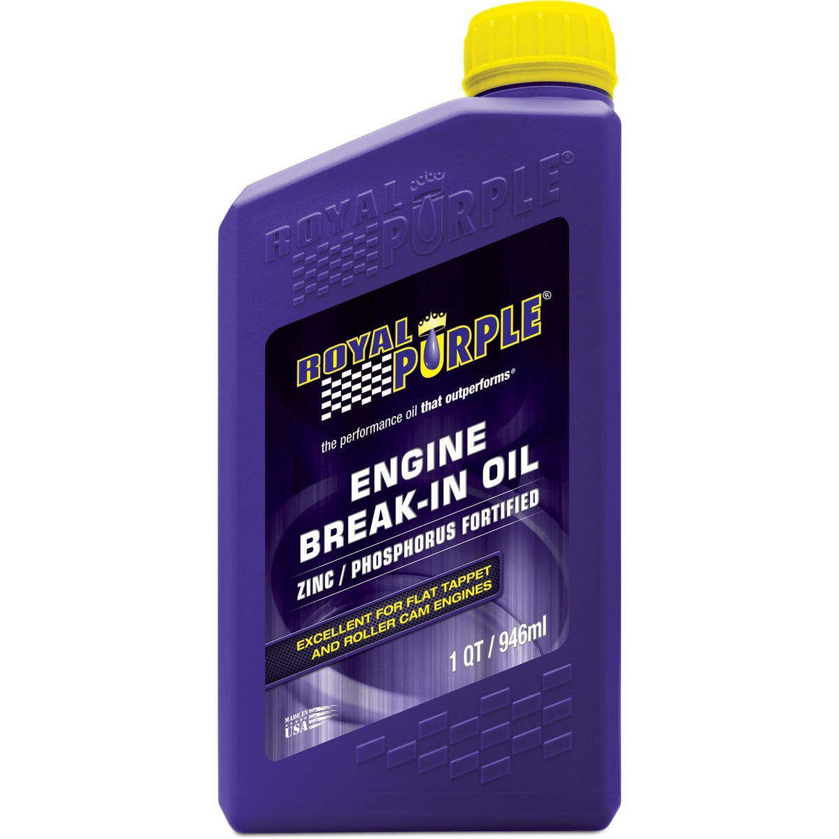 Royal Purple 11487 front label showing package and clear break-in purpose, protecting engine parts