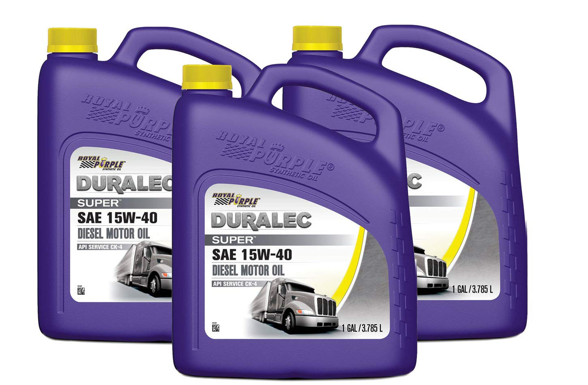 Royal Purple 15W-40 front label showing brand and protection benefits