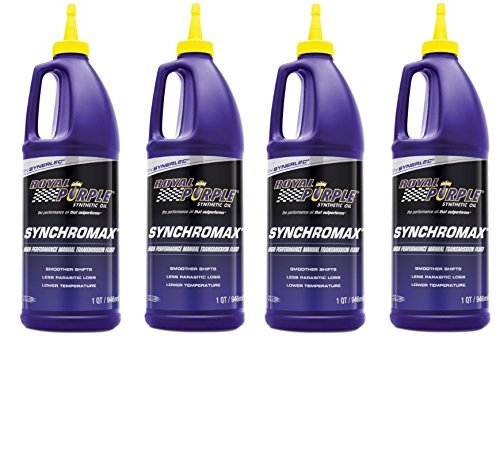 Royal Purple Synchromax front view showing four 1-quart bottles, ensures convenient multi-service supply