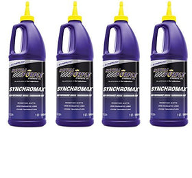 Royal Purple Synchromax front view showing four 1-quart bottles, ensures convenient multi-service supply