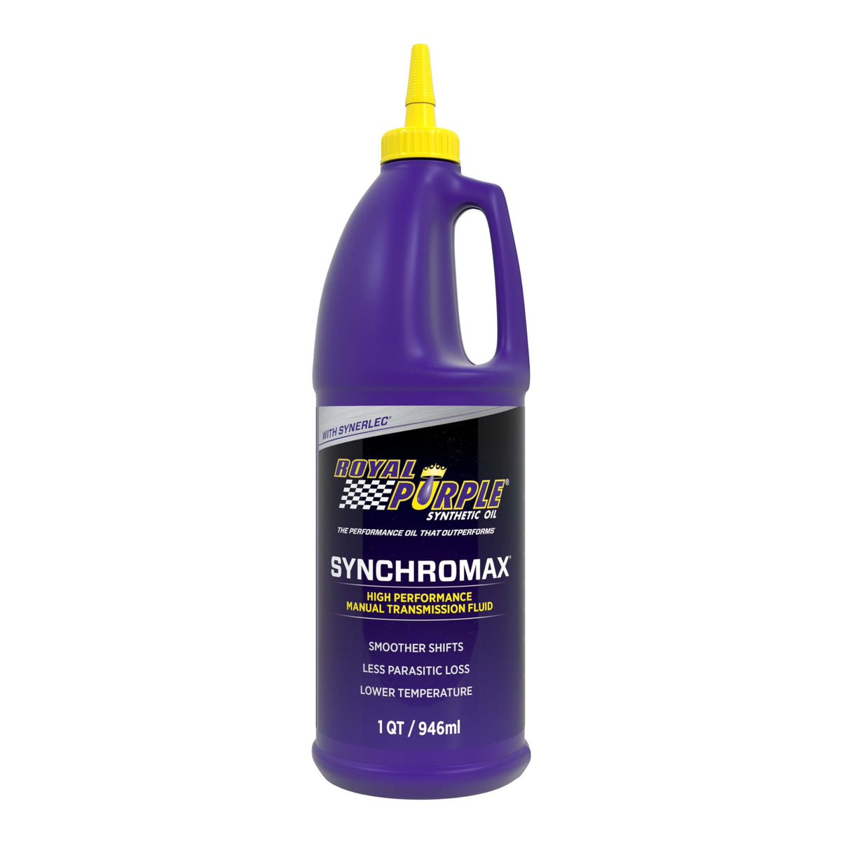 Royal Purple Synchromax front view quart bottle showing label and benefits