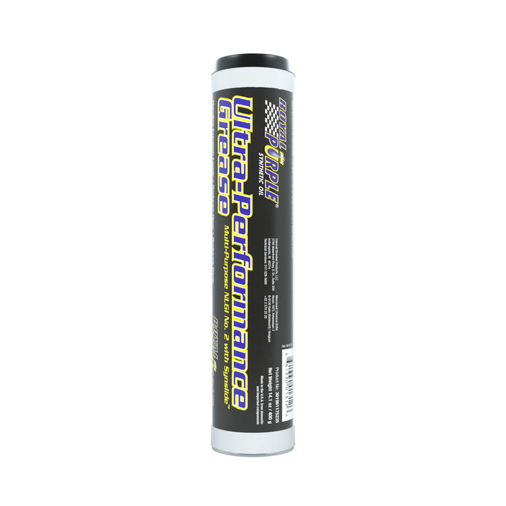 Royal Purple Ultra-Performance Grease cartridge front view showing label and product benefits