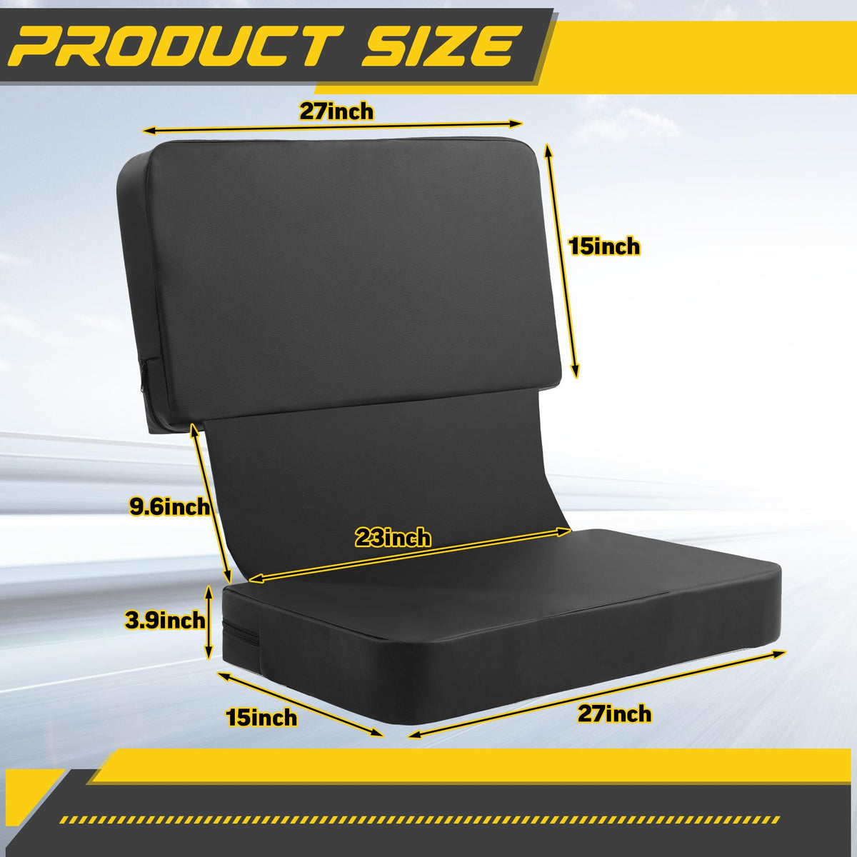 ROYALAY backrest detail showing foam thickness and added driver lift