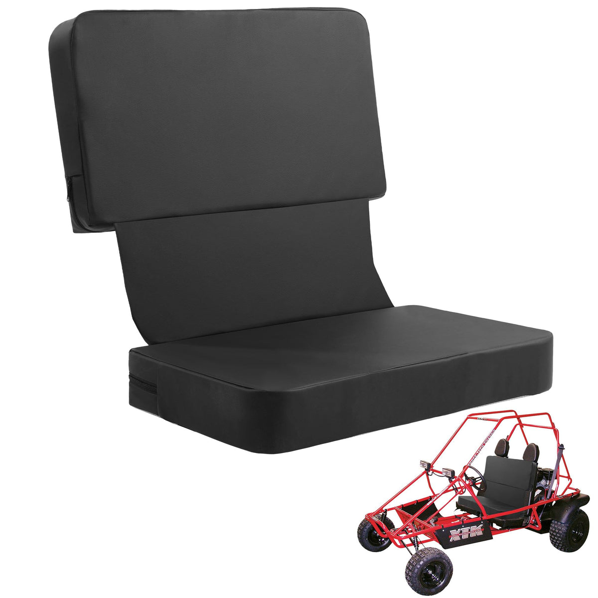 ROYALAY front view of double go-kart seat showing full coverage and comfort