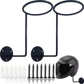 ROYHOO front view wall-mounted helmet holder showing neat storage benefit