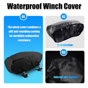 Royitay winch covered on Jeep illustrating outdoor protection benefit