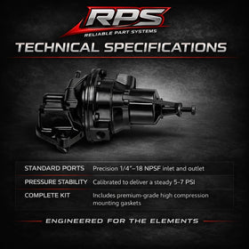 RPS pump inlet and outlet ports detail for correct hose orientation and easy fitment