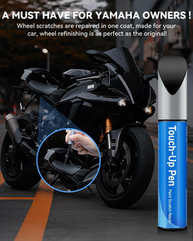 RSACET pen with Yamaha motorcycle in background demonstrating on-bike repair utility