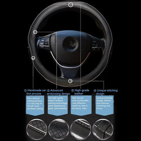 Rsept steering wheel cover in car demonstrating improved grip and daytime comfort
