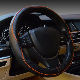 Rsept steering cover front view showing sporty black and orange accent for renewed look