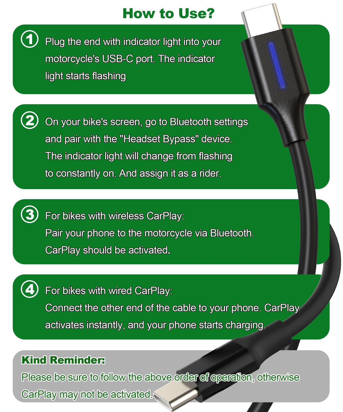 Rsizbahr cable charging phone on motorcycle tank for extended rides