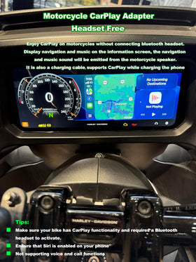 Rsizbahr cable plugged into Harley dashboard enabling CarPlay access