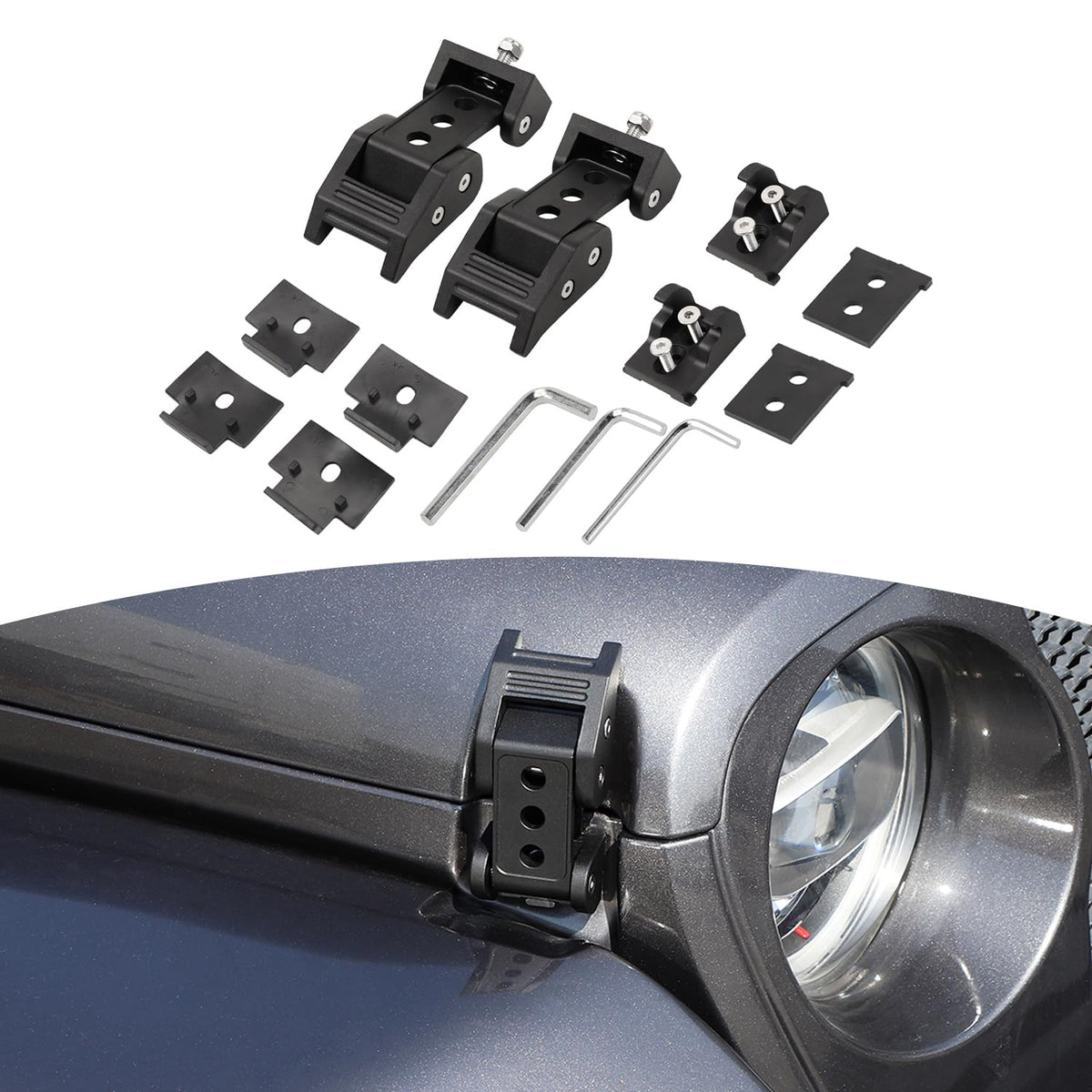 RT-TCZ front view hood latches showing secure fit and improved styling