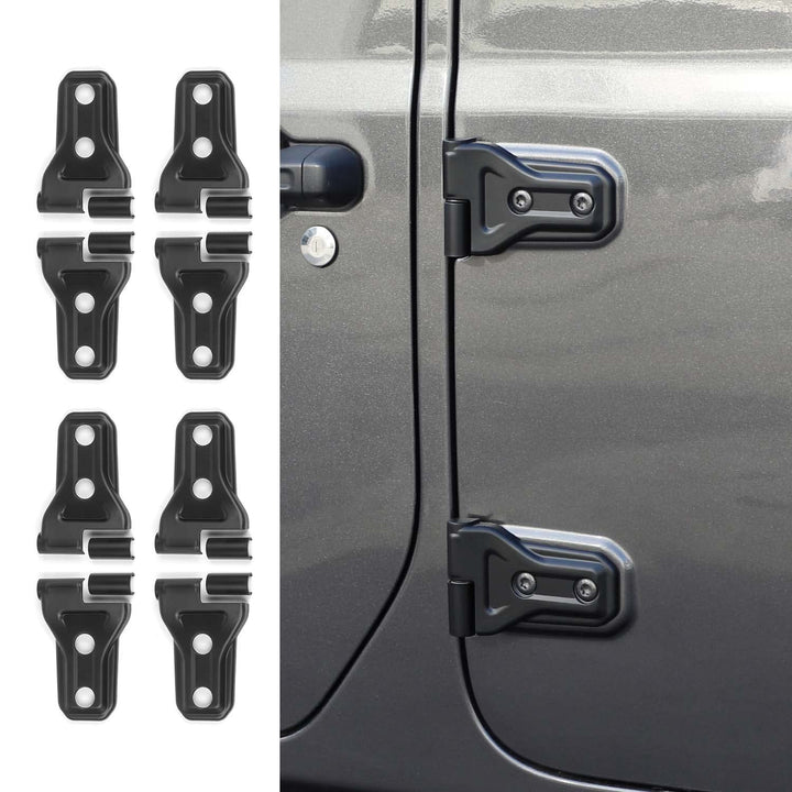 RT-TCZ front hinge cover on Jeep showing sleek matte finish and cleaner door line