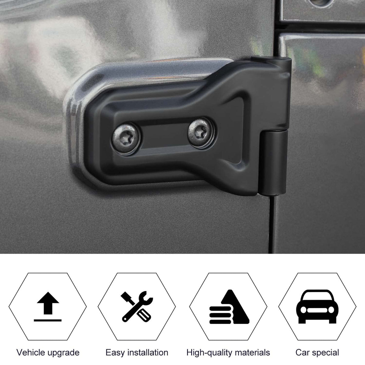 RT-TCZ hinge covers installed on driver side improving exterior cohesion and style