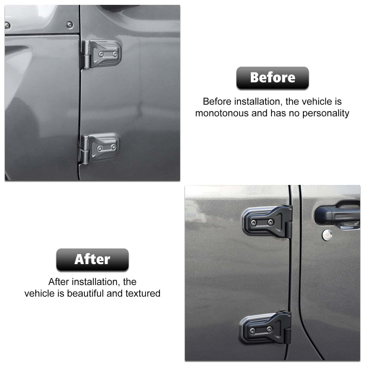 RT-TCZ rear hinge cover close-up showing tight fit and protection from grime