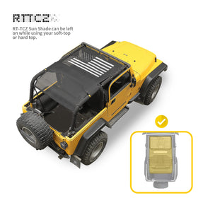 RT-TCZ on Jeep TJ driving along coast showing comfortable open-air benefit