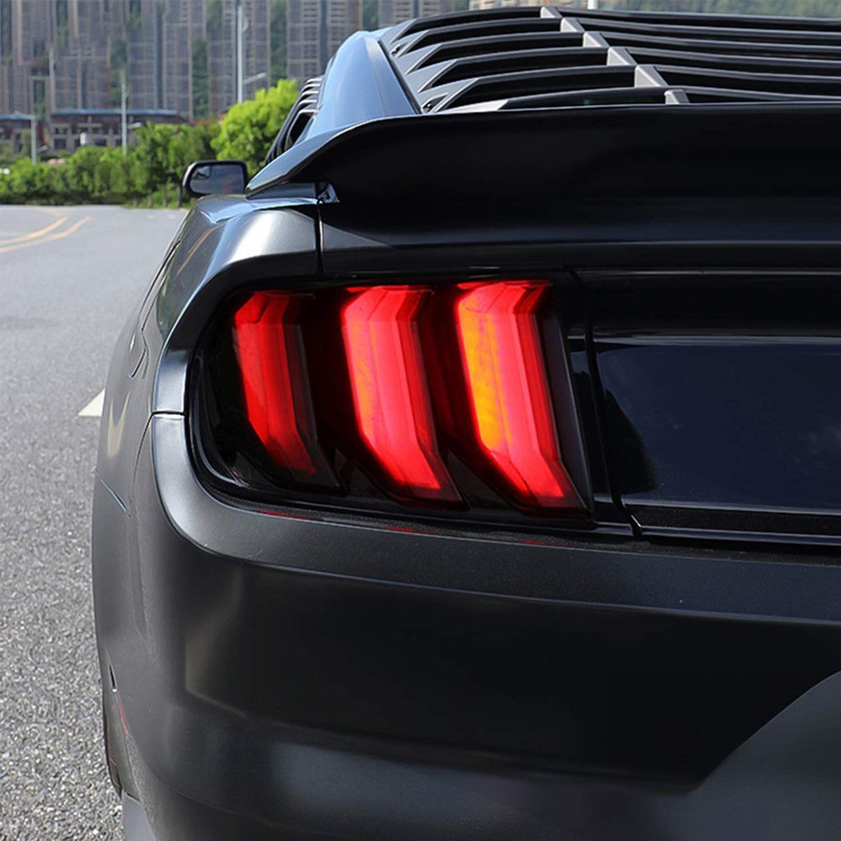 RT-TCZ installed side angle on Mustang showing improved rear appearance benefit