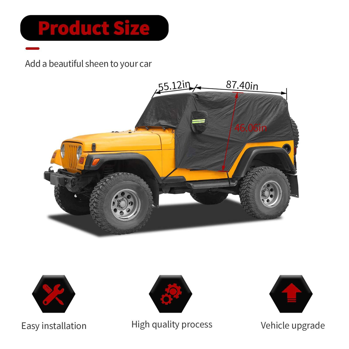 RT-TCZ side profile showing snug fit on Wrangler TJ body
