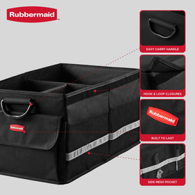 Rubbermaid close-up of adjustable dividers and mesh pockets organizing small items