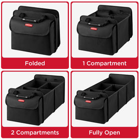 Rubbermaid collapsed flat for compact storage saving trunk and garage space