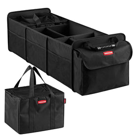 Rubbermaid front view showing organized compartments and sturdy handles for easy carrying