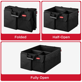 Rubbermaid size comparison with measurements to show fit in car trunks