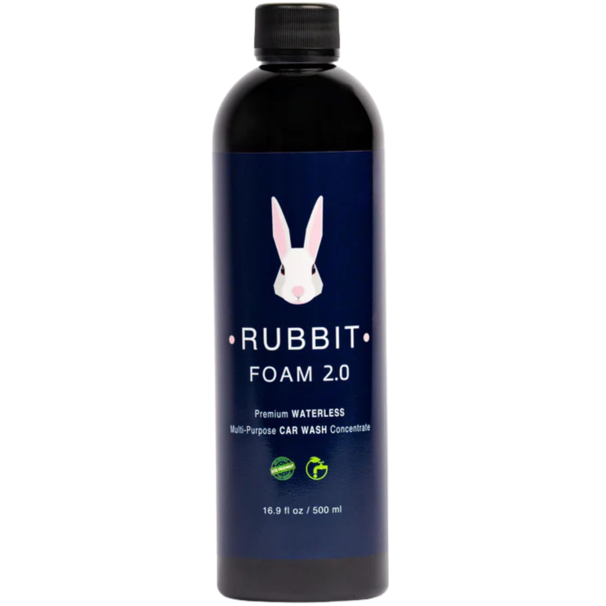 Rubbit bottle front label showing product name and refill benefits