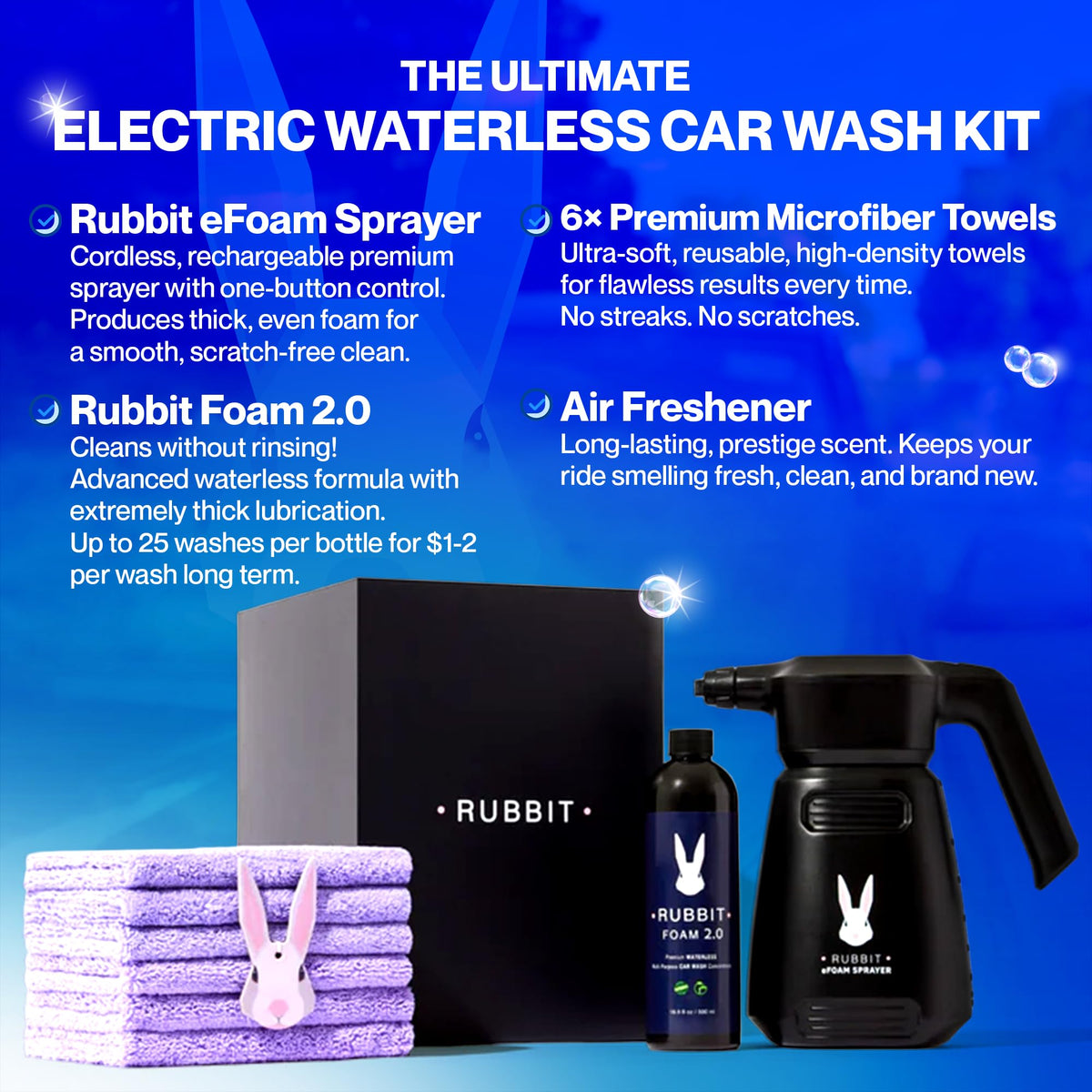 Rubbit six microfiber towels stacked to show soft, scratch-free wiping advantage