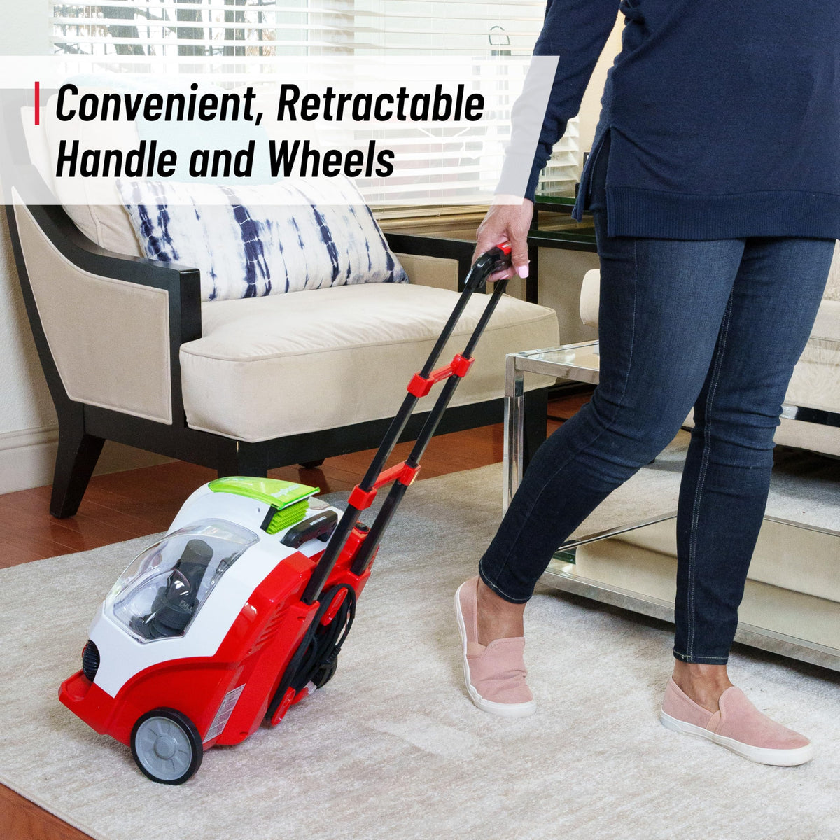 Rug Doctor open dual-tank system displaying separate clean and dirty water for hygienic cleaning