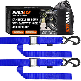 RUGOACE front pack showing two blue straps and mesh bag for easy storage